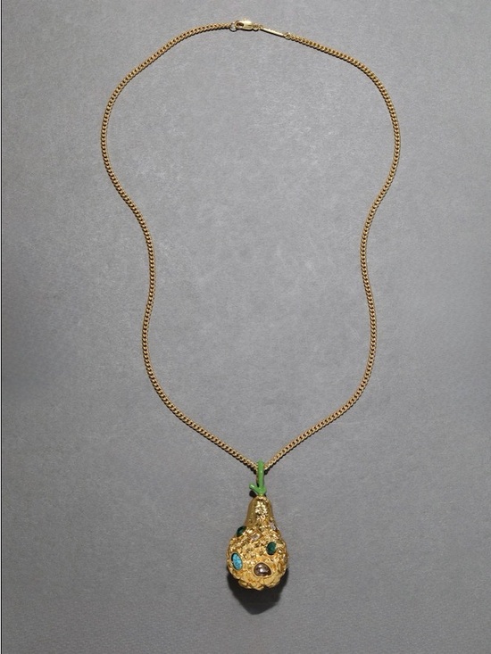 Alexis Bittar Jewelry - NEW Alexis Bittar Brut Gold Jewel Studded Pear Pendant Necklace JL29